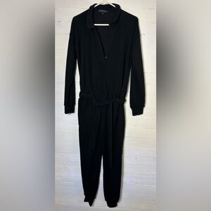 NWOT Gibsonlook Lux Lounge jumpsuit, black ribbed, warm, women’s size Medium.